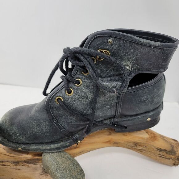 Jeffrey campbell distressed black leather open back booties - Picture 4 of 12